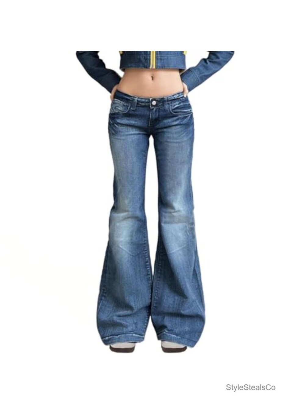 Low Waisted Flared Jeans Stretch Denim Bell Bottom Pants